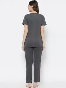 MACK JONNEY Women Grey Solid Night suit