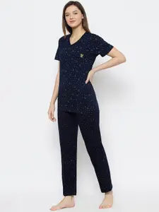 MACK JONNEY Women Blue & Green Printed Night suit