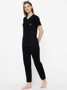 MACK JONNEY Women Black Solid Night suit