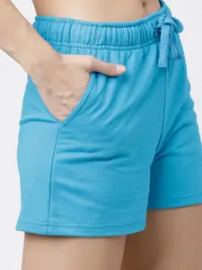 Tokyo Talkies Women Blue Solid Regular Shorts