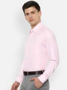Luxure by Louis Philippe Men Pink Regular Fit Checked Cotton Formal Shirt