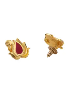 Voylla Gold-Plated Red Swan Shaped Studs