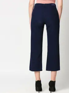 High Star Women Navy Blue Straight Fit High-Rise Jeans