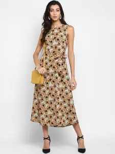 DEEBACO Mustard Floral Midi Dress
