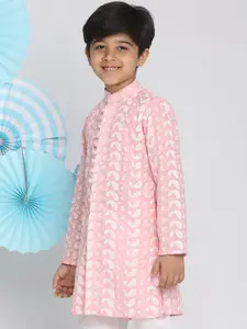 VASTRAMAY Boys Pink Printed Kurta
