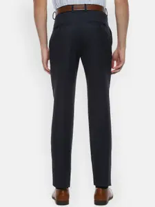 Louis Philippe Men Black Slim Fit Solid Formal Trousers