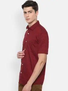 Louis Philippe Sport Men Maroon & Blue Slim Fit Printed Casual Shirt