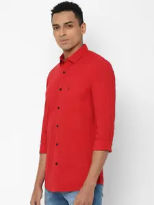 Allen Solly Men Red Pure Cotton Regular Fit Solid Casual Shirt