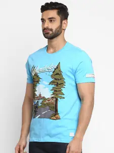 Royal Enfield Men Blue Printed Round Neck T-shirt