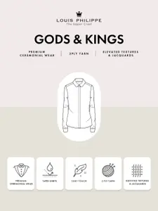 Louis Philippe Permapress Men Off-White & Grey Regular Fit Self Design Wrinkle Free Formal Shirt