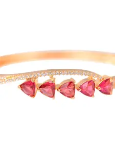 Saraf RS Jewellery Gold-Plated Ruby Stone & AD Studded Handcrafted Bangle-Style Bracelet