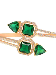 Saraf RS Jewellery Gold-Plated & Green Handcrafted Bangle-Style Bracelet
