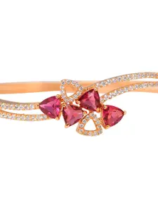 Saraf RS Jewellery Gold-Plated & Magenta Handcrafted Bangle-Style Bracelet