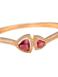 Saraf RS Jewellery Gold-Plated & Magenta Handcrafted Bangle-Style Bracelet