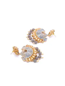 Crunchy Fashion Gold-Plated & Lavender Contemporary Drop Earings