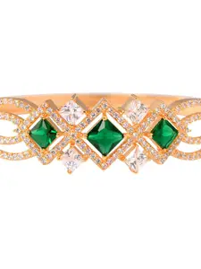 Saraf RS Jewellery Gold-Plated & Green Handcrafted Bangle-Style Bracelet