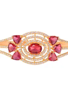 Saraf RS Jewellery Gold-Plated & Magenta Handcrafted Bangle-Style Bracelet