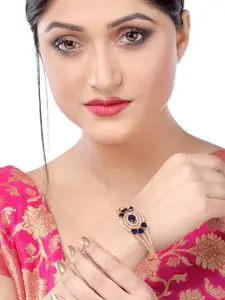 Saraf RS Jewellery Gold-Toned American Diamond Blue Stone Studded Handcrafted Bracelet