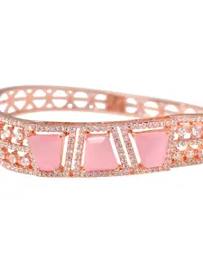 Saraf RS Jewellery Rose Gold-Plated & Pink Handcrafted Bangle-Style Bracelet