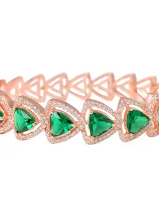 Saraf RS Jewellery  Rose Gold-Plated Green Handcrafted Bangle-Style Bracelet