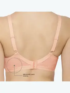 Soie Pink Solid Non-Wired Cross-Over Non Padded T-Shirt Bra