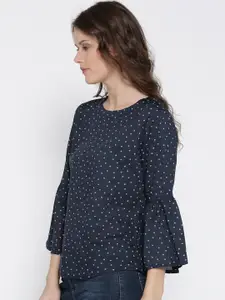 Sera Women Navy Blue Geometric Regular Top