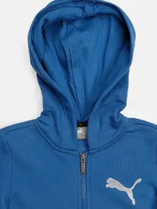 Puma Boys Blue White Brand Logo Cotton Bomber Jacket