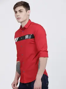 The Indian Garage Co Men Red Slim Fit Printed Casual Shirt