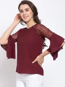Style Quotient Burgundy Crepe Regular Top