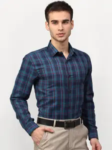 JAINISH Men Blue & Red Checked Regular Fit Formal Shirt