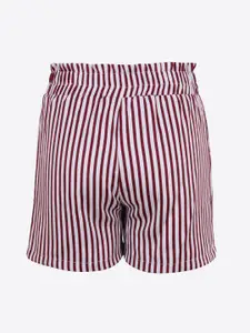 CUTECUMBER Girls Pack of 2 Maroon Striped Mid-Rise Regular Shorts