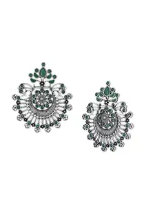 Adwitiya Collection Silver-Toned Contemporary Chandbalis