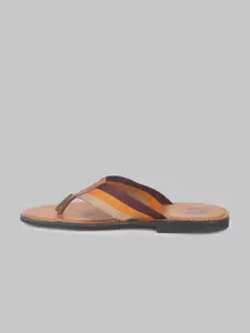 V8 by Ruosh Men Tan Brown & Yellow Leather Comfort Sandals