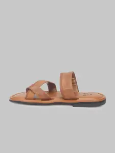V8 by Ruosh Men Tan Brown  Leather Comfort Sandals