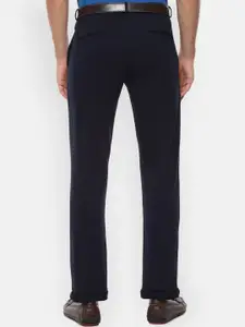Louis Philippe Sport Men Navy Blue Slim Fit Solid Regular Trousers