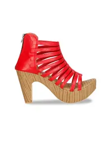 Denill Women Red Woven Design Gladiators