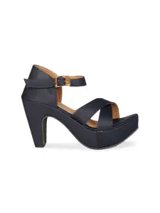 Denill Women Navy Blue Solid Platform Heels