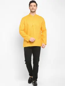Hangup Men Yellow Mandarin Collar Kurta