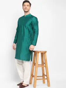 Hangup Men Green Mandarin Collar Kurta