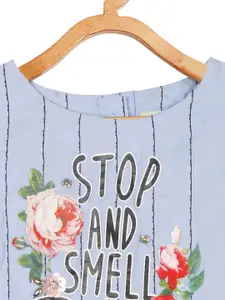 Tiny Girl Blue Striped Regular Top