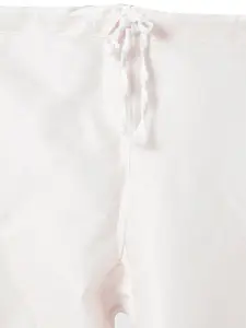 NAMASKAR Men Silver-Toned & White Dupion Silk Solid Kurta with Churidar