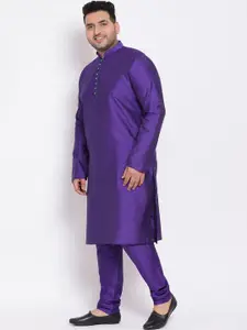 hangup trend Men Purple Solid Kurta with Churidar