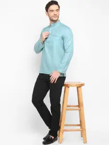 hangup trend Men Blue Solid Short Kurta