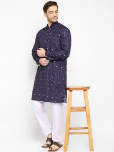 hangup trend Men Blue & White Printed Kurta with Pyjamas