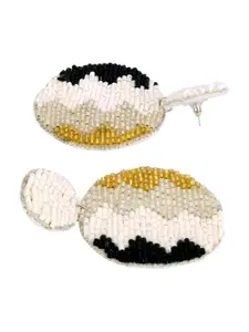 Crunchy Fashion White Circular Drop Earrings