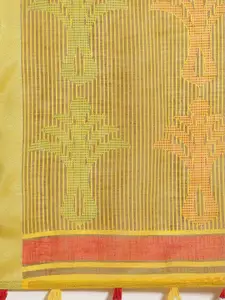 Saree mall Yellow & Orange Woven Design Linen Blend Sarees