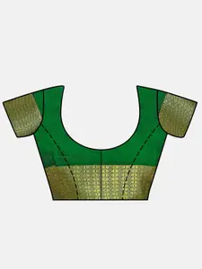 MIMOSA Purple & Green Ethnic Motifs Zari Art Silk Kanjeevaram Saree