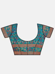 MIMOSA Blue & Green Woven Design Art Silk Patola Saree