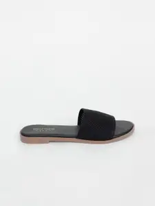 Tokyo Talkies Women Black Open Toe Flats