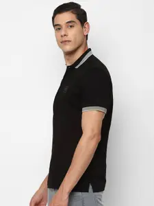 Allen Solly Men Black Polo Collar Pure Cotton T-shirt